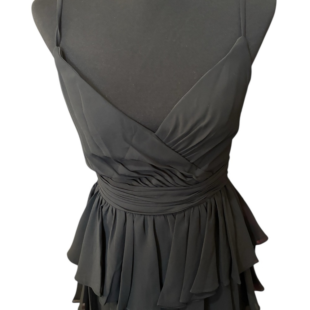 IEENA for Mac Duggal Black Tiered Midi Dress Ruffle Cocktail Size 4 NWT Formal - Picture 6 of 15